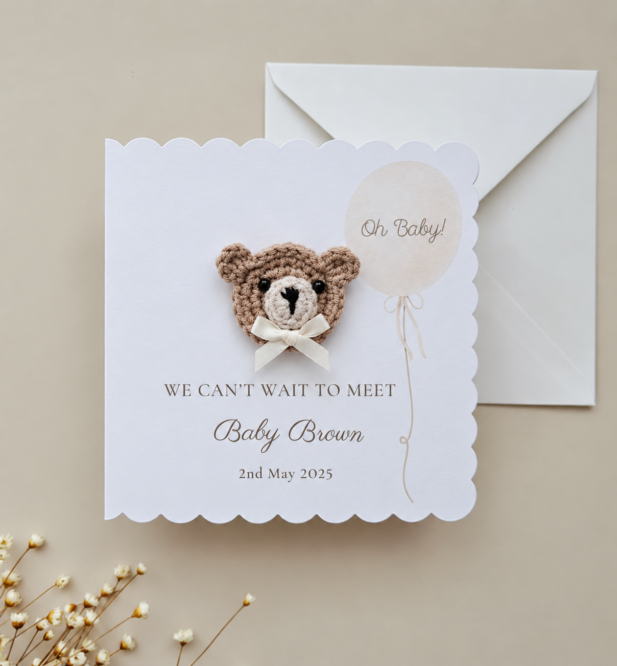 Neutral Baby Announcement Card Set